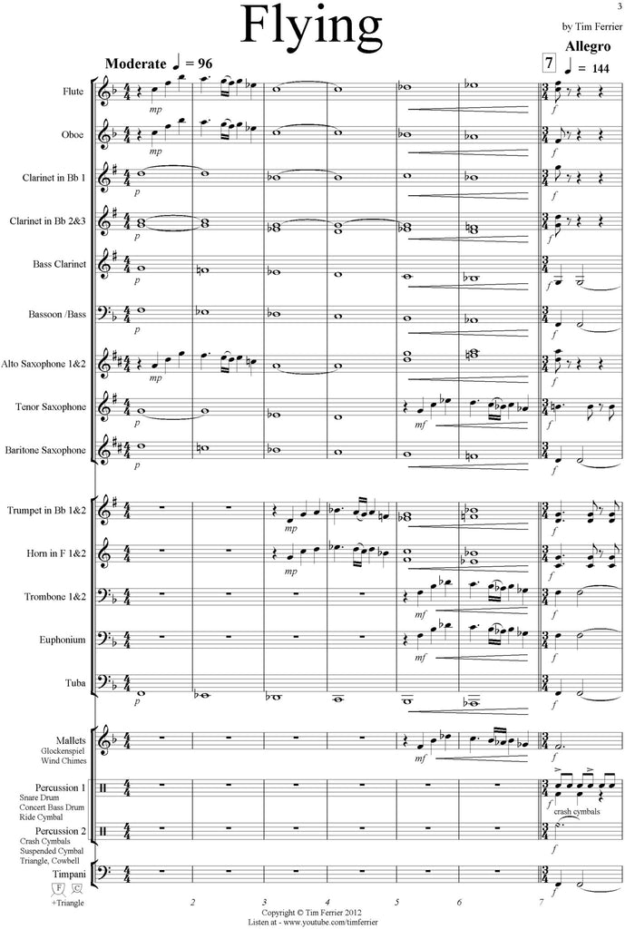 Flying - concert band, wind band, blasorchester music by Tim Ferrier.