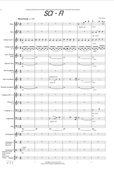 Sci - Fi - music written for concert band, wind band, blasorchester by Australian composer Tim Ferrier. score, pdf, conductor, purchase, buy