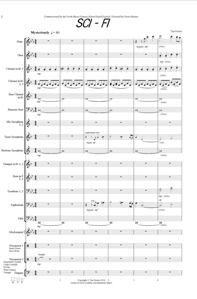 Sci - Fi - music written for concert band, wind band, blasorchester by Australian composer Tim Ferrier. score, pdf, conductor, purchase, buy